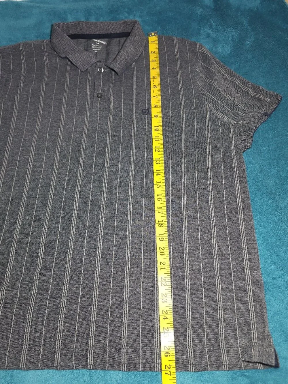 Banana Republic Blue/Gray men's short-sleeve polo shirt size XL vertical stripes